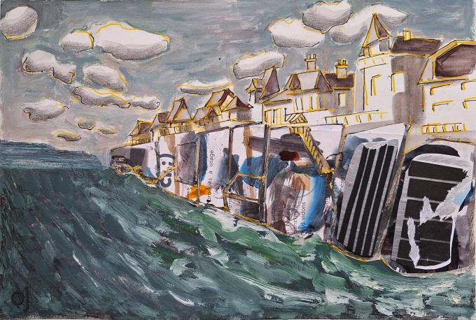 olivier jeunon,gouache,collage